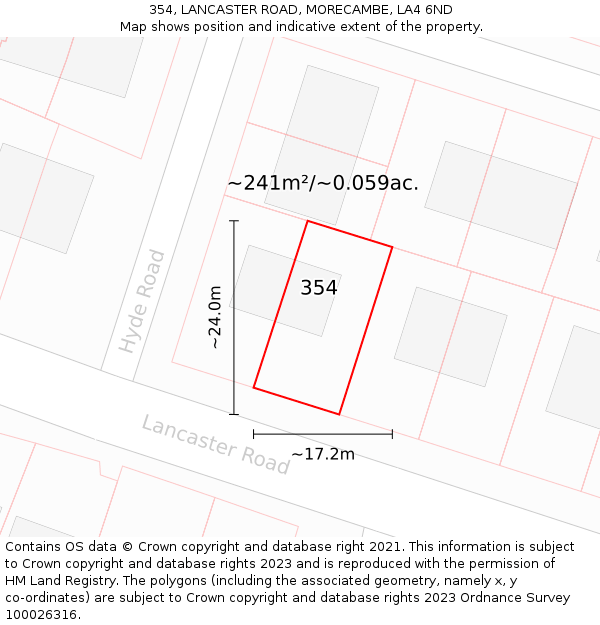 354, LANCASTER ROAD, MORECAMBE, LA4 6ND: Plot and title map