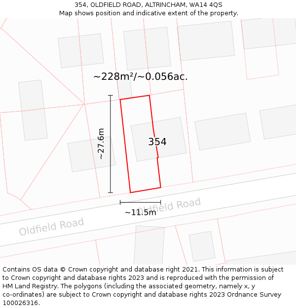 354, OLDFIELD ROAD, ALTRINCHAM, WA14 4QS: Plot and title map