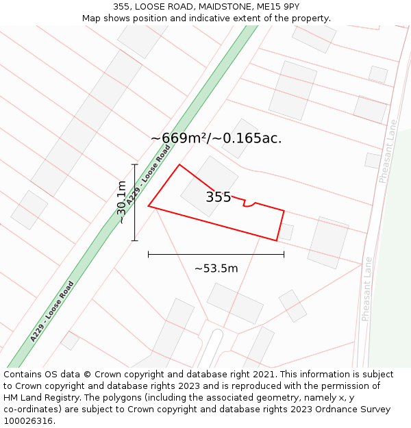 355, LOOSE ROAD, MAIDSTONE, ME15 9PY: Plot and title map