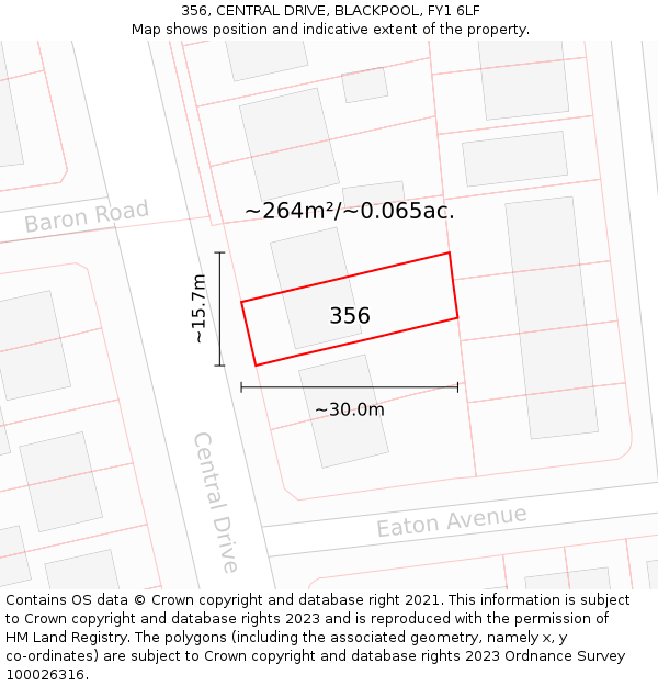 356, CENTRAL DRIVE, BLACKPOOL, FY1 6LF: Plot and title map