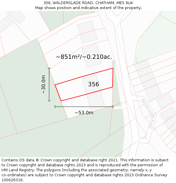 356, WALDERSLADE ROAD, CHATHAM, ME5 9LW: Plot and title map