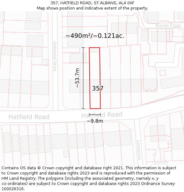 357, HATFIELD ROAD, ST ALBANS, AL4 0XF: Plot and title map