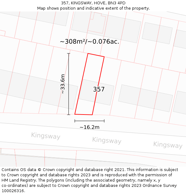 357, KINGSWAY, HOVE, BN3 4PD: Plot and title map