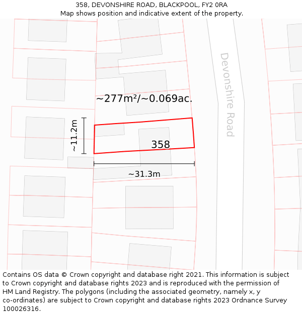 358, DEVONSHIRE ROAD, BLACKPOOL, FY2 0RA: Plot and title map