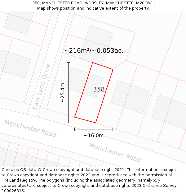 358, MANCHESTER ROAD, WORSLEY, MANCHESTER, M28 3WH: Plot and title map