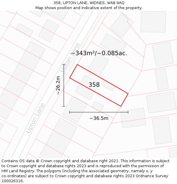 358, UPTON LANE, WIDNES, WA8 9AQ: Plot and title map