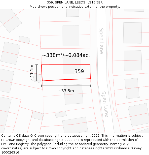 359, SPEN LANE, LEEDS, LS16 5BR: Plot and title map