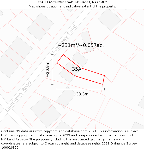 35A, LLANTHEWY ROAD, NEWPORT, NP20 4LD: Plot and title map
