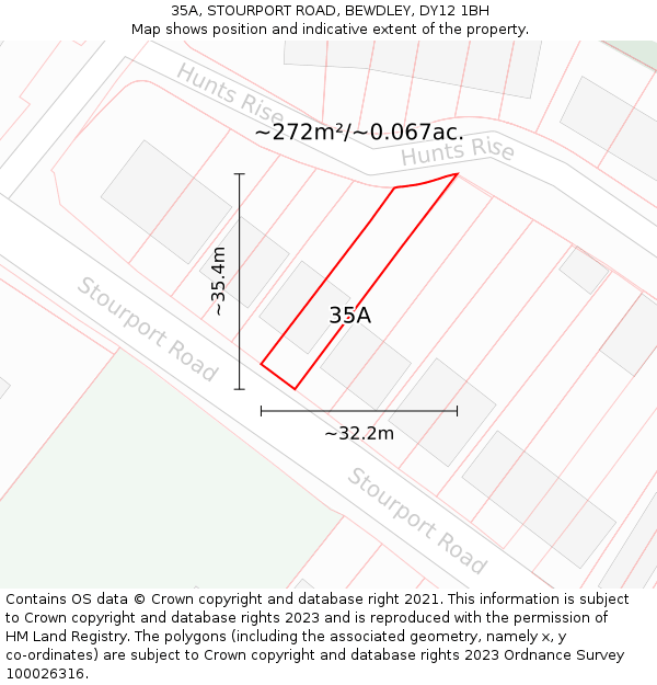 35A, STOURPORT ROAD, BEWDLEY, DY12 1BH: Plot and title map