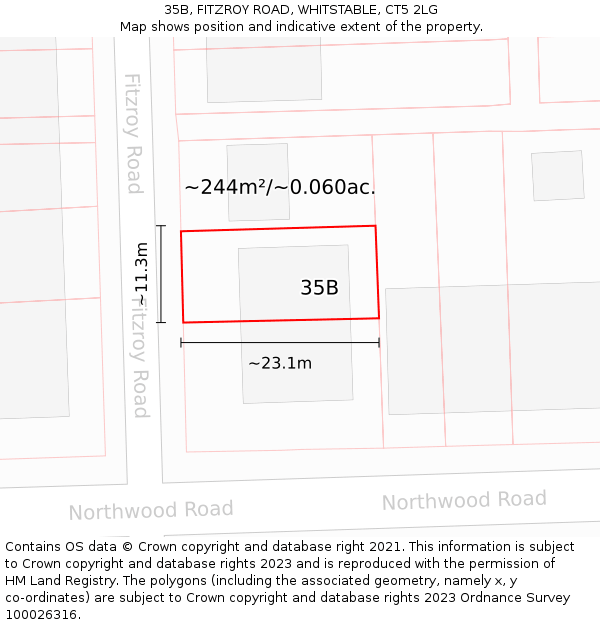 35B, FITZROY ROAD, WHITSTABLE, CT5 2LG: Plot and title map