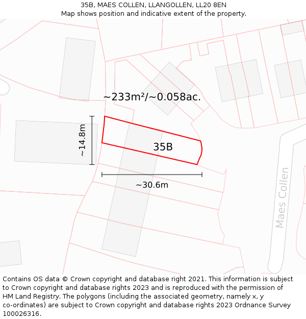 35B, MAES COLLEN, LLANGOLLEN, LL20 8EN: Plot and title map