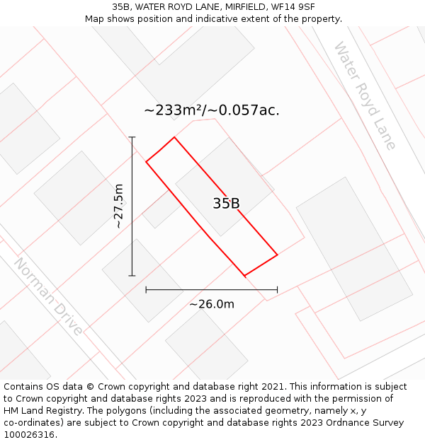 35B, WATER ROYD LANE, MIRFIELD, WF14 9SF: Plot and title map