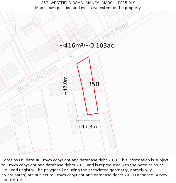 35B, WESTFIELD ROAD, MANEA, MARCH, PE15 0LS: Plot and title map