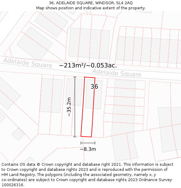 36, ADELAIDE SQUARE, WINDSOR, SL4 2AQ: Plot and title map