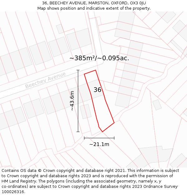 36, BEECHEY AVENUE, MARSTON, OXFORD, OX3 0JU: Plot and title map