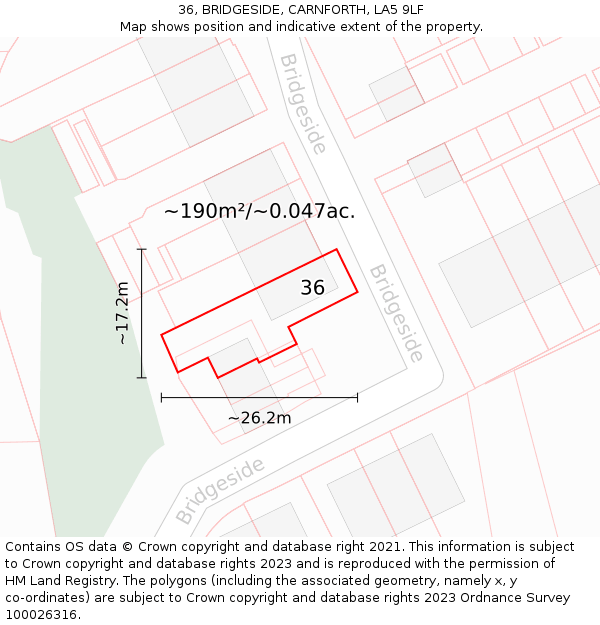 36, BRIDGESIDE, CARNFORTH, LA5 9LF: Plot and title map