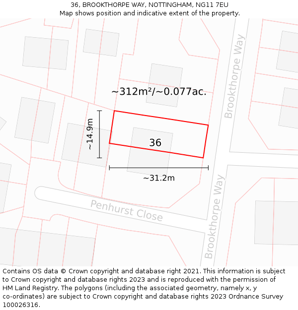 36, BROOKTHORPE WAY, NOTTINGHAM, NG11 7EU: Plot and title map