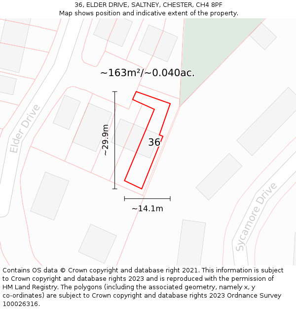 36, ELDER DRIVE, SALTNEY, CHESTER, CH4 8PF: Plot and title map