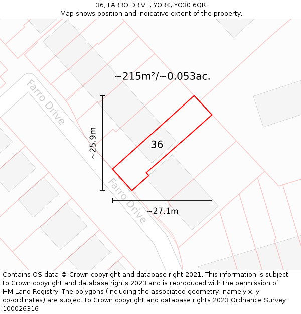 36, FARRO DRIVE, YORK, YO30 6QR: Plot and title map