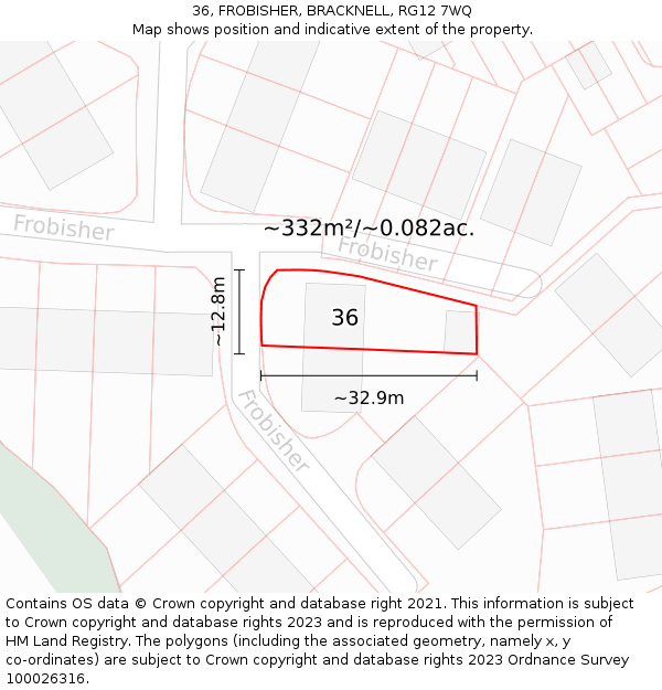 36, FROBISHER, BRACKNELL, RG12 7WQ: Plot and title map