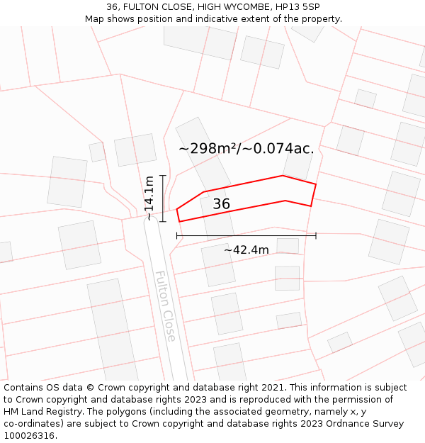 36, FULTON CLOSE, HIGH WYCOMBE, HP13 5SP: Plot and title map