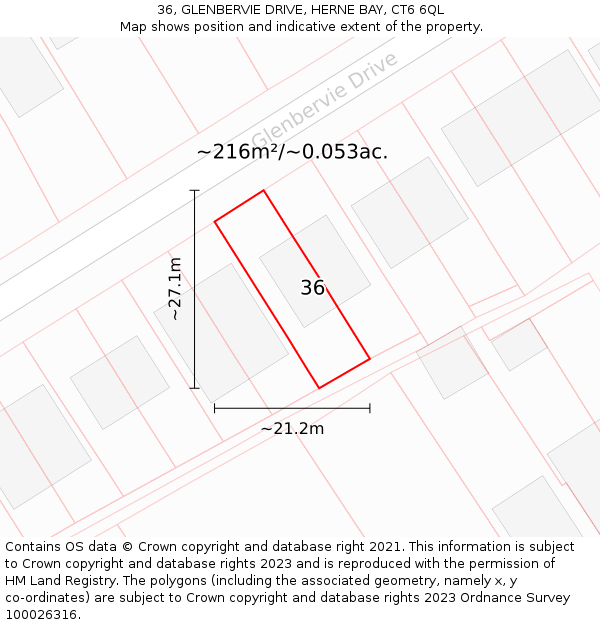 36, GLENBERVIE DRIVE, HERNE BAY, CT6 6QL: Plot and title map