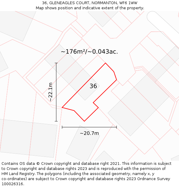 36, GLENEAGLES COURT, NORMANTON, WF6 1WW: Plot and title map