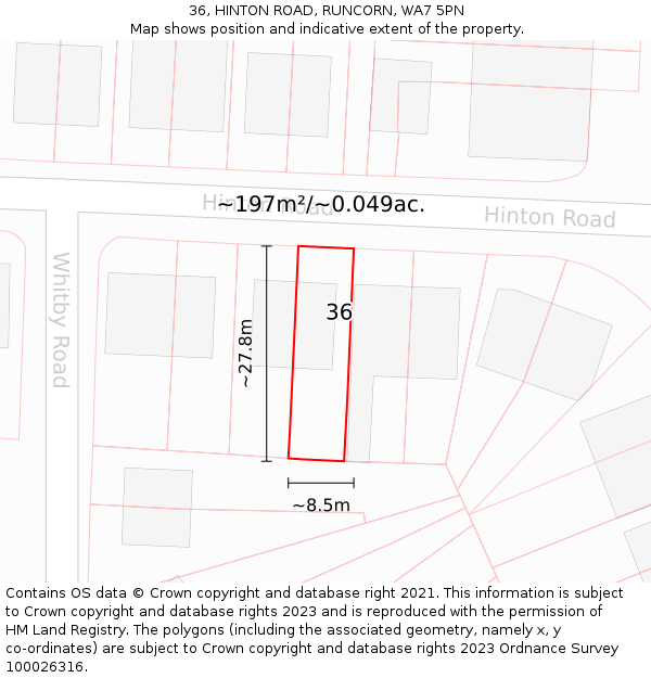 36, HINTON ROAD, RUNCORN, WA7 5PN: Plot and title map