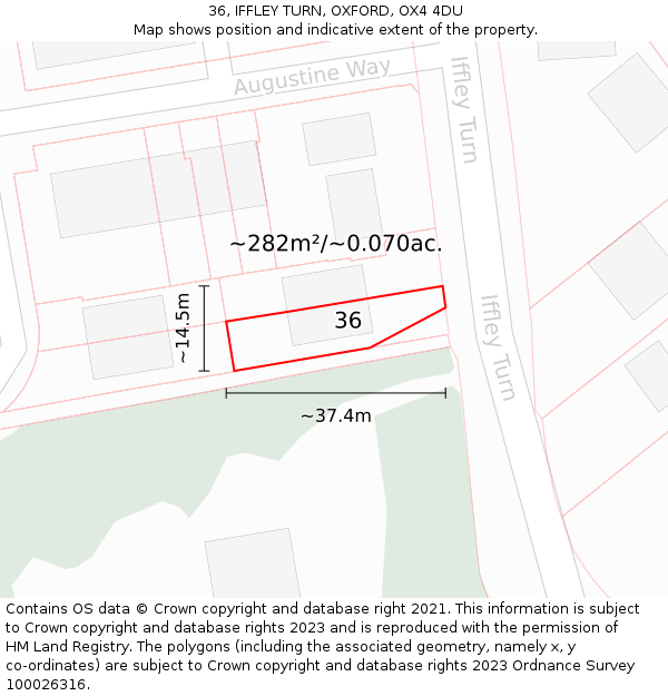 36, IFFLEY TURN, OXFORD, OX4 4DU: Plot and title map