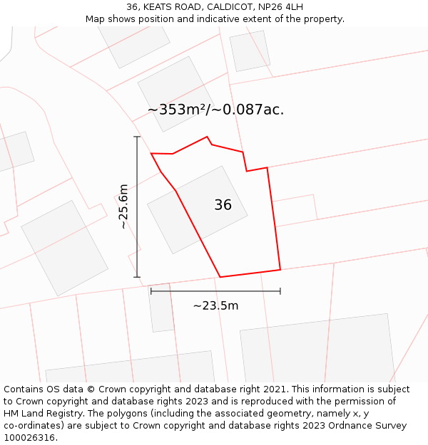 36, KEATS ROAD, CALDICOT, NP26 4LH: Plot and title map