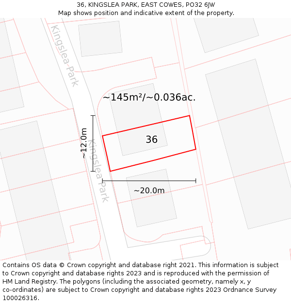 36, KINGSLEA PARK, EAST COWES, PO32 6JW: Plot and title map