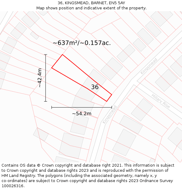 36, KINGSMEAD, BARNET, EN5 5AY: Plot and title map