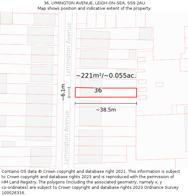 36, LYMINGTON AVENUE, LEIGH-ON-SEA, SS9 2AU: Plot and title map