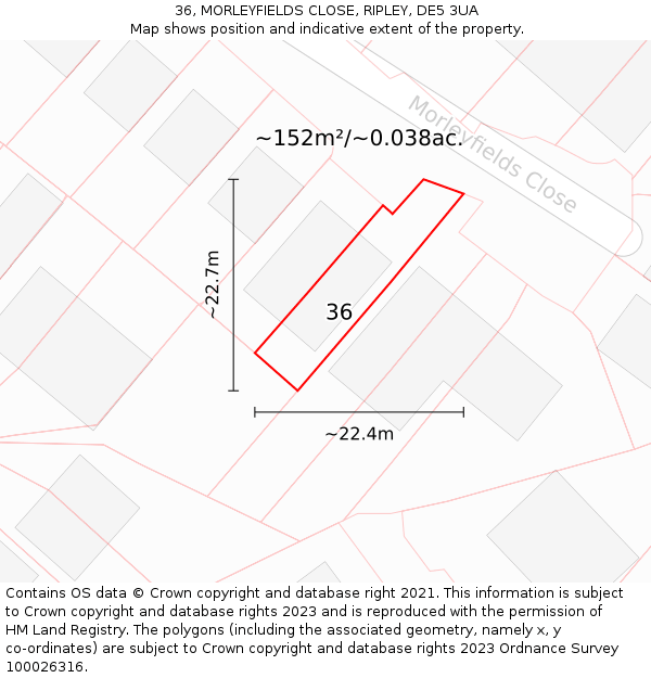 36, MORLEYFIELDS CLOSE, RIPLEY, DE5 3UA: Plot and title map