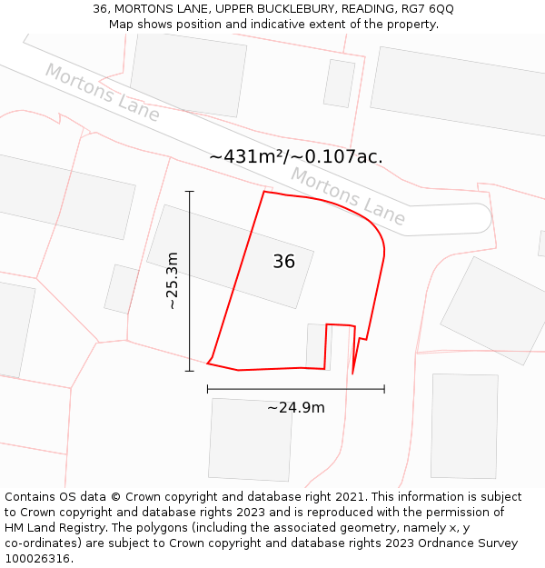 36, MORTONS LANE, UPPER BUCKLEBURY, READING, RG7 6QQ: Plot and title map