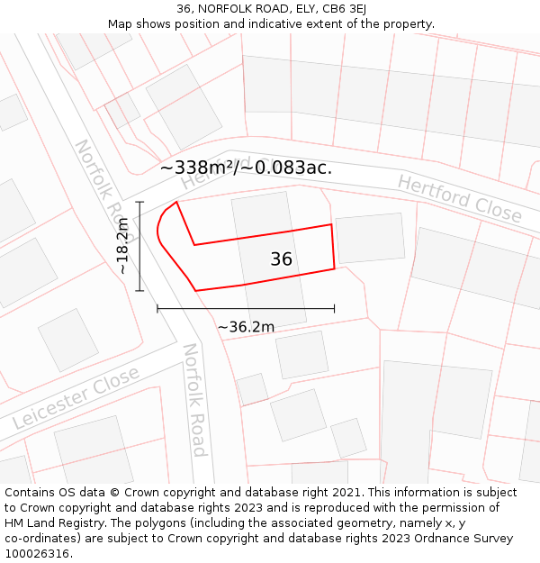 36, NORFOLK ROAD, ELY, CB6 3EJ: Plot and title map