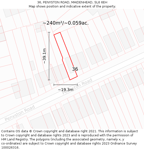 36, PENYSTON ROAD, MAIDENHEAD, SL6 6EH: Plot and title map