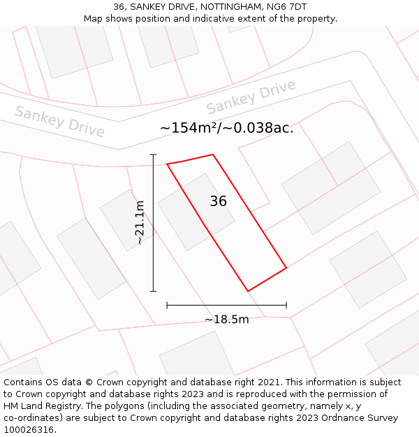 36, SANKEY DRIVE, NOTTINGHAM, NG6 7DT: Plot and title map