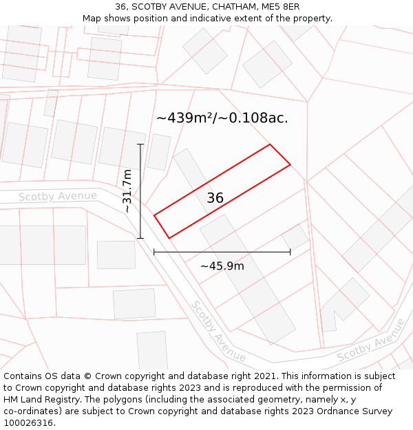36, SCOTBY AVENUE, CHATHAM, ME5 8ER: Plot and title map