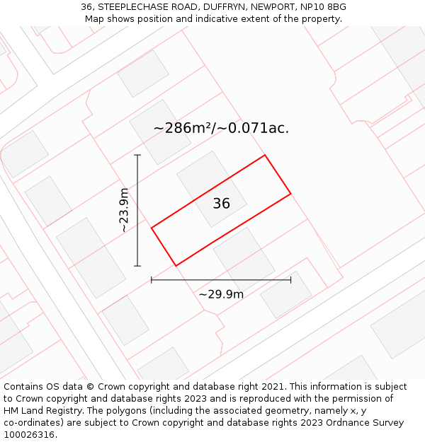 36, STEEPLECHASE ROAD, DUFFRYN, NEWPORT, NP10 8BG: Plot and title map
