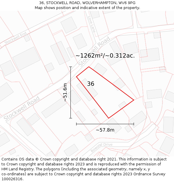 36, STOCKWELL ROAD, WOLVERHAMPTON, WV6 9PG: Plot and title map