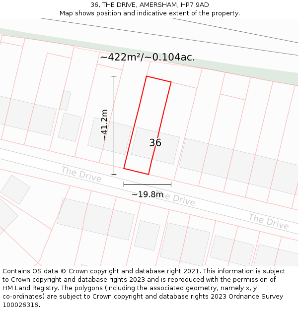 36, THE DRIVE, AMERSHAM, HP7 9AD: Plot and title map