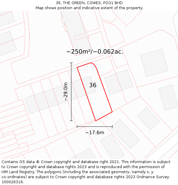 36, THE GREEN, COWES, PO31 8HD: Plot and title map