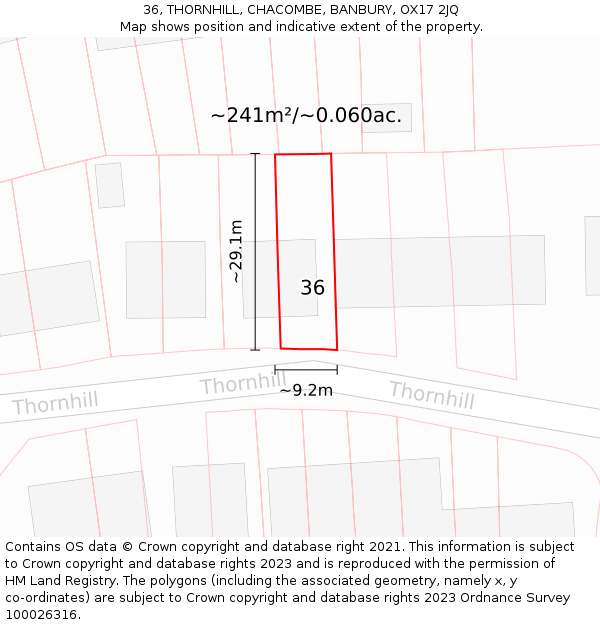 36, THORNHILL, CHACOMBE, BANBURY, OX17 2JQ: Plot and title map