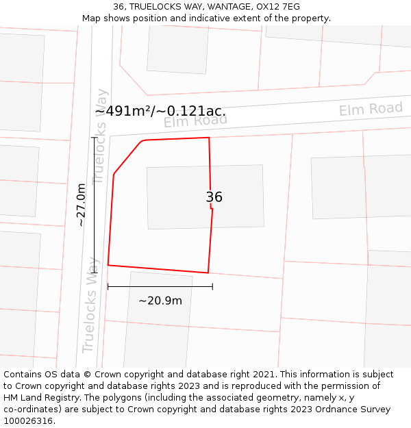 36, TRUELOCKS WAY, WANTAGE, OX12 7EG: Plot and title map