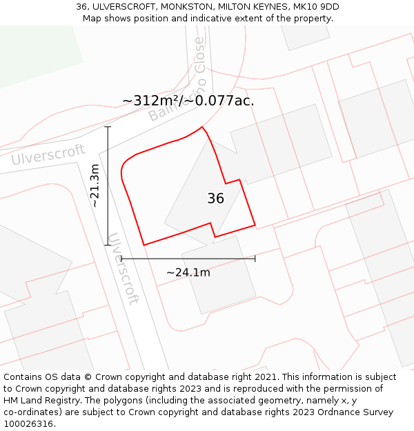 36, ULVERSCROFT, MONKSTON, MILTON KEYNES, MK10 9DD: Plot and title map