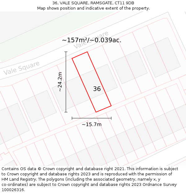 36, VALE SQUARE, RAMSGATE, CT11 9DB: Plot and title map