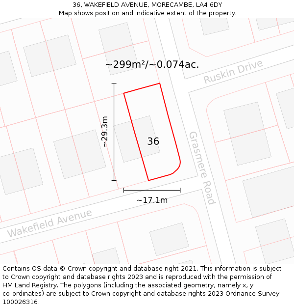 36, WAKEFIELD AVENUE, MORECAMBE, LA4 6DY: Plot and title map