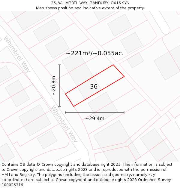 36, WHIMBREL WAY, BANBURY, OX16 9YN: Plot and title map