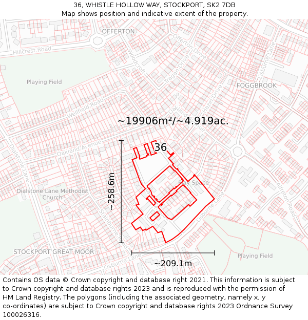 36, WHISTLE HOLLOW WAY, STOCKPORT, SK2 7DB: Plot and title map